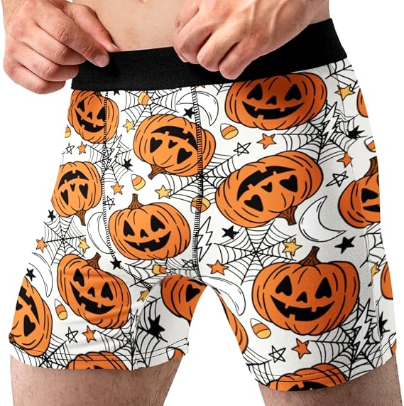 Random Stock Apparel Halloween Boxer Briefs for Men Spooky Fun Novelty Underwear Boo Basket Gift Idea - skull swimsuit