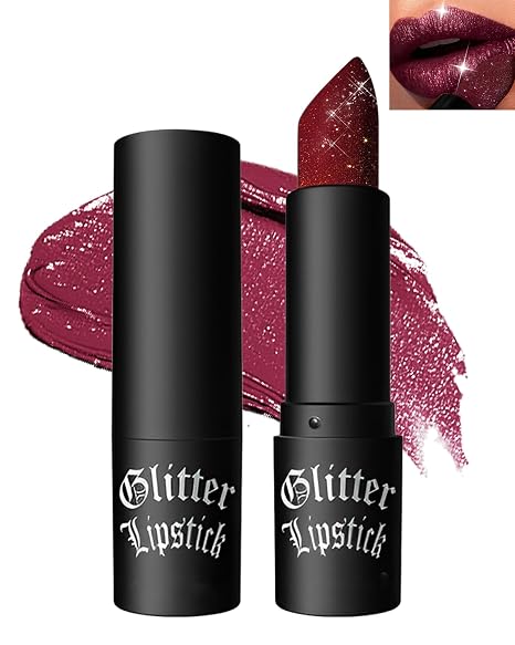Glitter Frosted Lipstick, Matte Metallic Lip Gloss, Halloween Gothic Makeup - sugar skull makeup