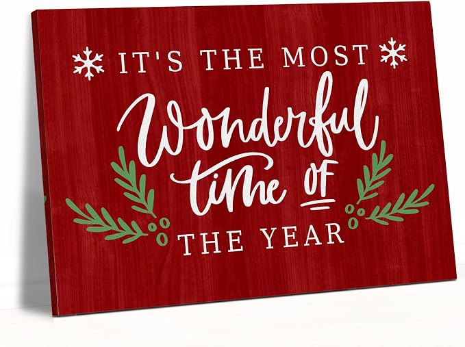 AEHIE Christmas Wall Art Decor,Christmas Wall Decorations,Farmhouse Xmas Decor Framed Canvas Wall Art For Office Kitchen,It's The Most Wonderful Time Of The Year Wall Decor 11x14 - skull wall art