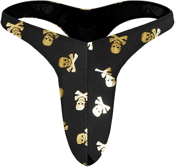 Men G-Strings Thongs Exotic Stretch Sexy Underwear Valentine's Day Gift for Him Men Bikini Briefs Bulge Pouch Pants - skull swimsuit