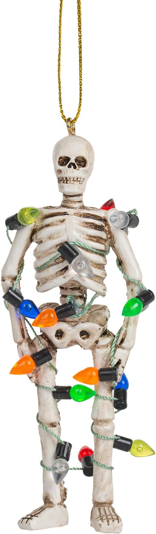 Scary Skeleton Wrapped in Lights Halloween Skull Christmas Tree Ornament - skeleton