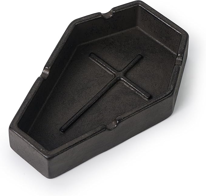DreamsEden Metal Cute Ashtray, Coffin Decorative Cool Fun Gift for Smoker Men Small Portable Heavy Metal Cigarette Ashtray, Vintage Gothic Home Decor - skull ashtray