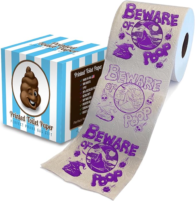 Printed TP Halloween Beware of Witch Printed Toilet Paper Gag Gift – Scary Toilet Paper Roll for Surprise, Prank, Funny Gift for Spooky Haunted House Party Halloween Decoration – 500 Sheet