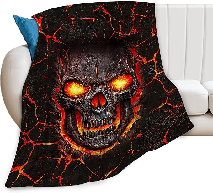 Skull Blanket Horrible Gifts for Boys and Girls Ghost Throw Blankets Soft Blanket Warm Fleece Flannel Plush Blankets for Bed Sofa Couch 40"x50" - skull blanket