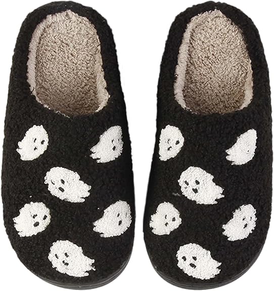 Womens Mens Slippers Memory Foam Plush Fluffy Warm Lined slippers Indoor Outdoor House Winter Slippers - sugar skull boots