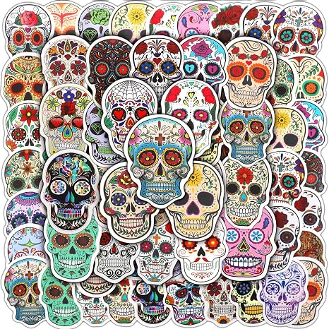 Engrowtic 300 Pcs Halloween Sugar Skull Stickers Day of The Dead Stickers - skull sticker