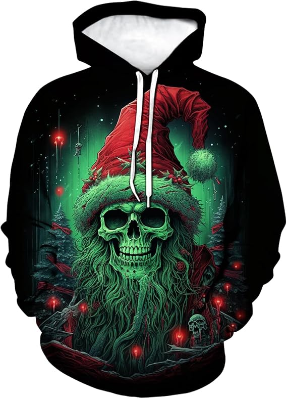 LAOLIUSN Christmas Skull Hoodie Christmas Sweatshirts - skull hoodie