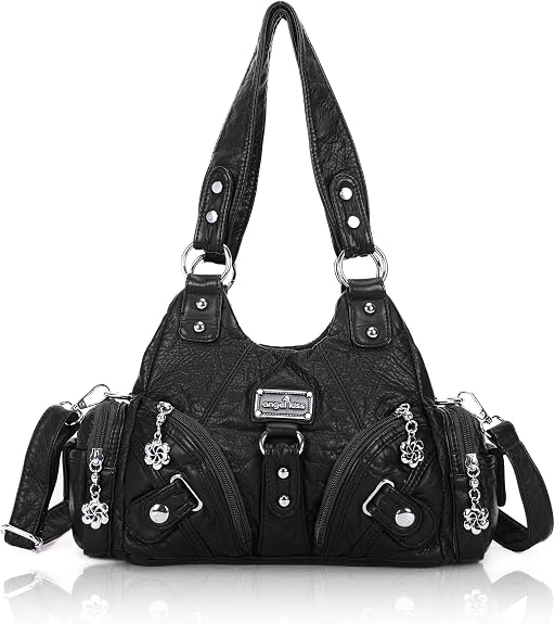 Angel Kiss Purses for Women Small Hobo Shoulder Bags Vagen Leather Multi-Pocket Tote Bag with Zipper - sugar skull handbags for sale