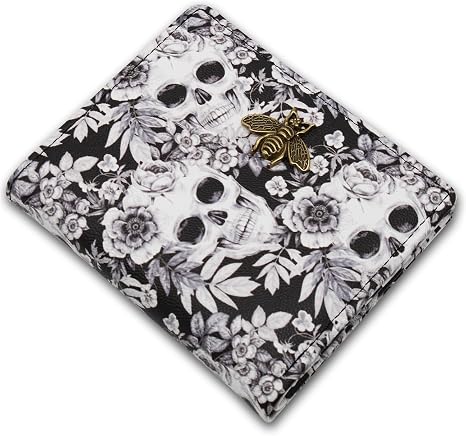 Small Women Wallet RFID Blocking Bifold Pocket Wallet Slim Compact Ladies Purse Mini Wallets For Women (Skull) - sugar skull handbags for sale