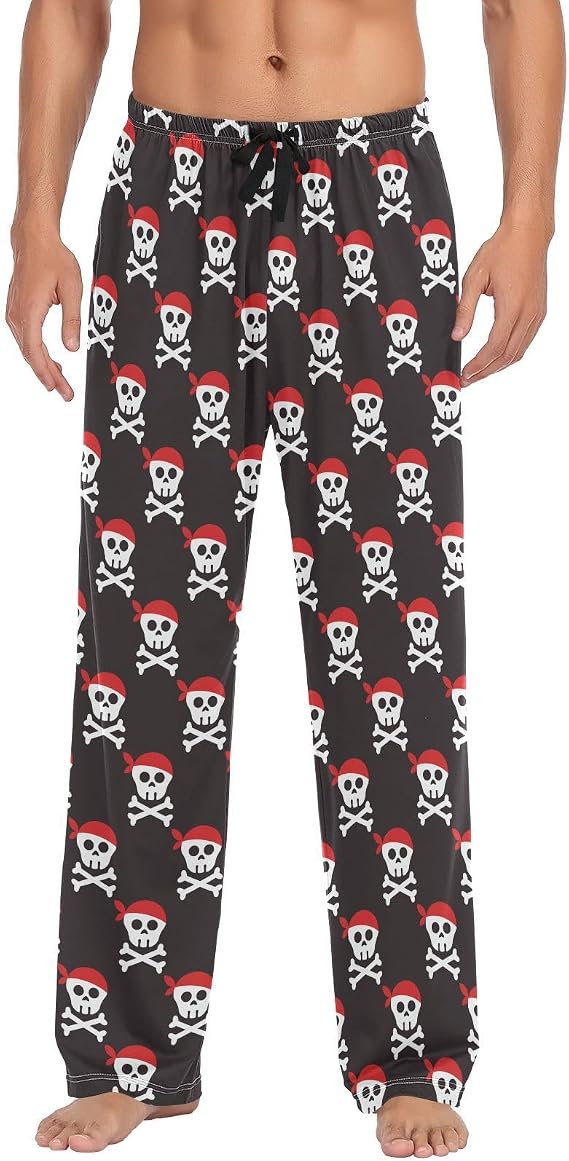 Mens Pajama Pants Cowboy Wild Mustang Horses Men's Pajama Bottoms Sleep Lounge Pj Pants for Men With Drawstring Pockets S - skull pajamas