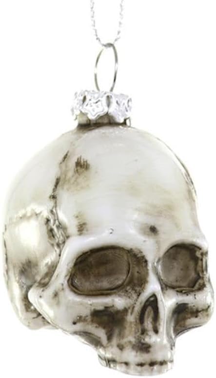 The Bridge Collection Realistic Skull Ornament - Halloween Decor - Skull Seasonal Tree Ornaments - Momento Mori Christmas Ornament - Dia de Los Muertos, Day of The Dead - sugar skull ornament