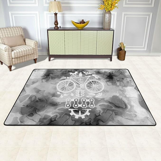 Funny Bicycle Cycling Sugar Skull Area Rug Living Room Bedroom Kitchen Sofa Bedside Carpet Floor Mats 36"X24" - skull carpet
