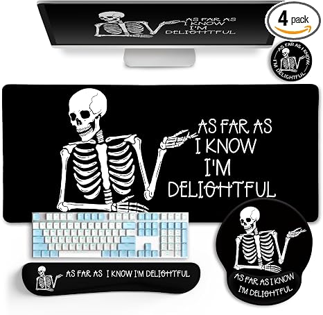 Ergonomic Mouse Pad with Wrist Rest Desk Mat Set, Skeleton Decor - skull coaster