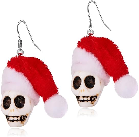 Skull Earrings Dangle Drop Hook Earrings Holiday Party Costume Jewelry for Women-Halloween & Day of the Dead & Christmas - skeleton