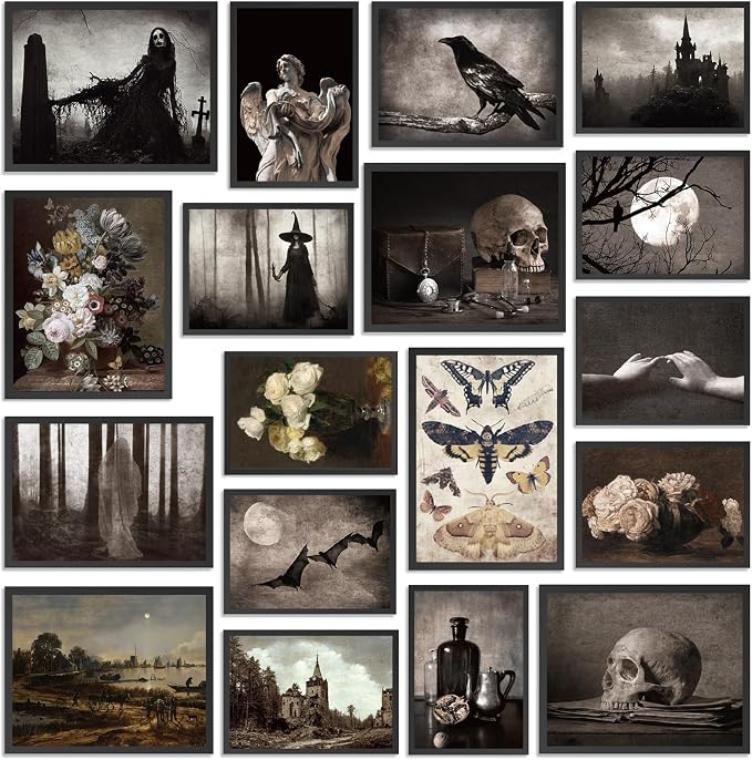 18Pcs Halloween Gothic Poster Bulk Dark Academia Wall Room Home Decor