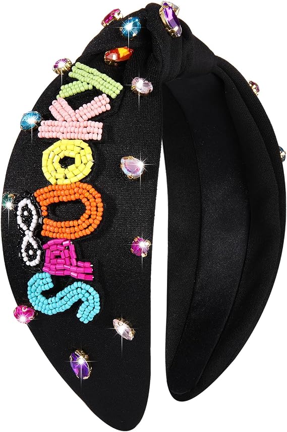 ARATLENCH Halloween Headband Accessories Spooky Skull Witch Hat Alien Rhinestone Beaded Knotted Hairband Hair Accessory Gift - skull headband