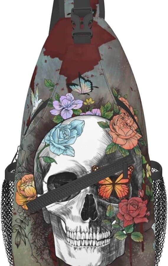 Sling Daypacks,adjustable Rope Crossbody One Shoulder Bag Travel Hiking Cycling for Men Women Gift… - sugar skull handbags for sale