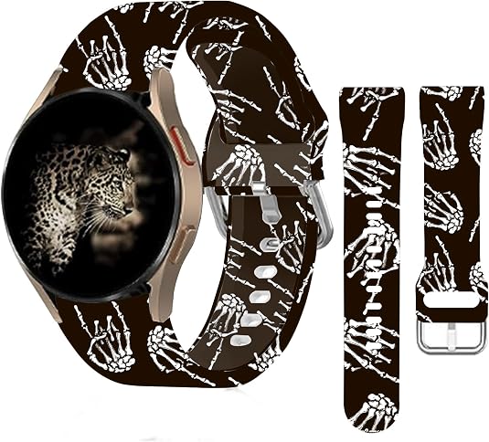 20mm Silicone Sport Bands Compatible for Galaxy Watch 6/Watch 5/Galaxy Watch 4 40mm 44mm/Classic 42mm 46mm/Watch 3 41mm, Active 2 Watch Bands, Replacement Strap for Women - skull watch
