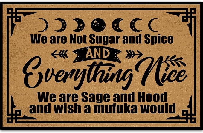 Large Front Door Mat Outdoor Entrance Funny, We are Not Sugar and Spice Everything Nice Doormats for Entrance Way Outdoors Indoor Washable 23.6" X 15.7" Cute Holiday Welcome Mats for Entryway - skull door mat