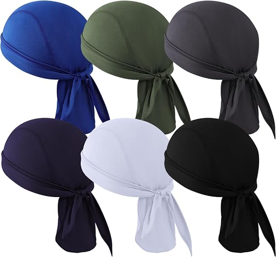 6 Pieces Sweat Wicking Head Wrap Helmet Liner Skull Cap Breathable Dew Do Rags for Outdoor Activities - skull helmet