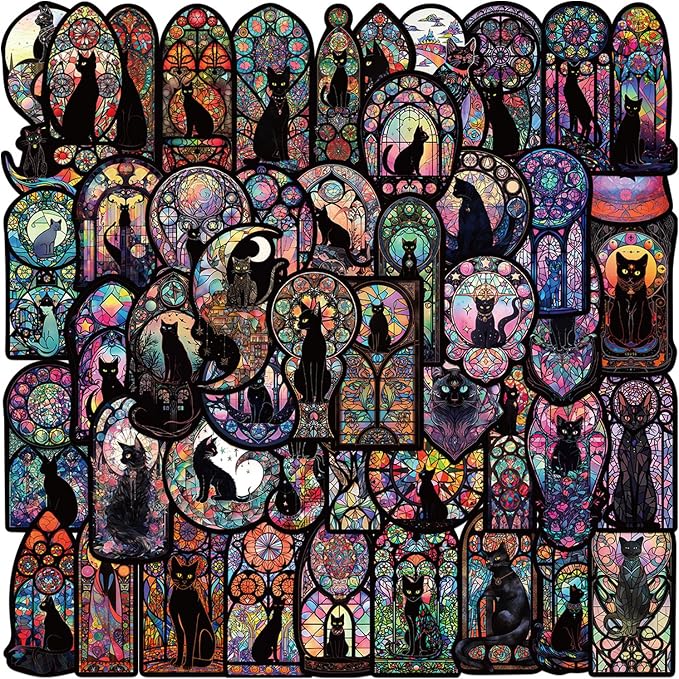 50 PCS Gothic Black Cat Art Aesthetics Animal for Journaling Laptop Scrapbook Water Bottles Reading Reward Gifts for Women Girl Adults Teens Kids - skull sticker