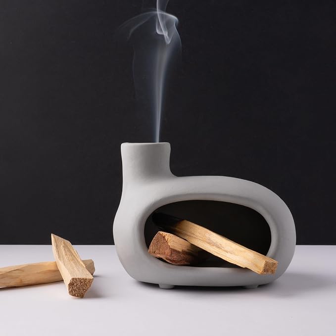 Palo Santo Holder, Modern Chiminea Incense Burner for Sticks & Cones - skull incense burner