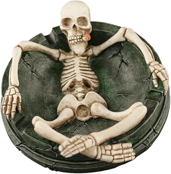 Resin Skull Ashtray - Cute Animal Ash Tray for Home, Office, Indoor and Outdoor Decoration - skull ashtray