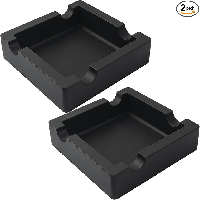 Outdoor Cigar Ashtrays Unbreakable Large Ring Gauge Silicone Ashtrays for Patio Outside Indoor Home Decor with 4 Rest Cigar Holder Ash Tray Minimalistic 2 Pack - skull ashtray