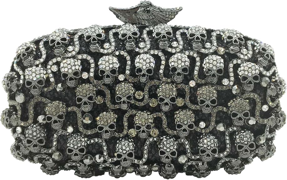 DJBM Women Rhinestone Skull Clutch Purse Halloween Gothic Evening Bag - sugar skull handbags for sale