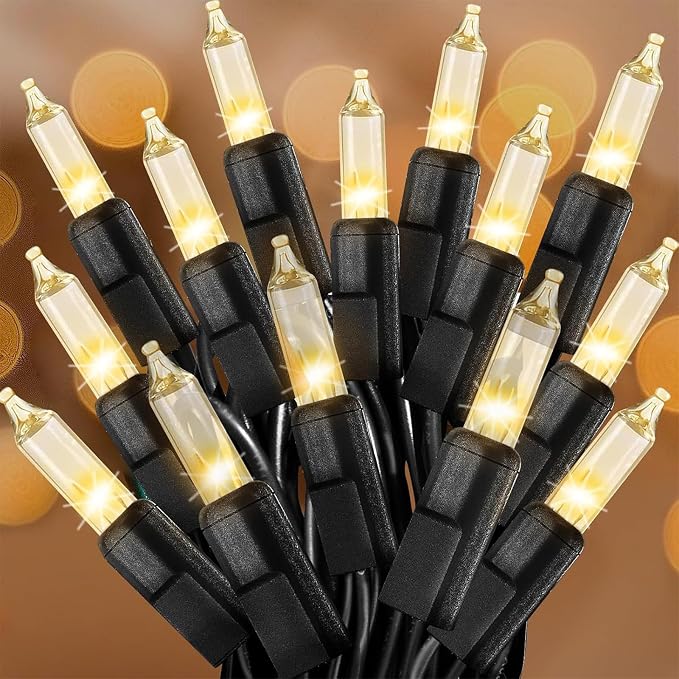 Clear Christmas Lights 33FT 100 Incandescent Bulbs Warm White Mini Lights with Black Wire for Christmas Tree, Garland, Thanksgiving, Wedding, Party, Home, Indoor & Outdoor Festival Decoration - string light