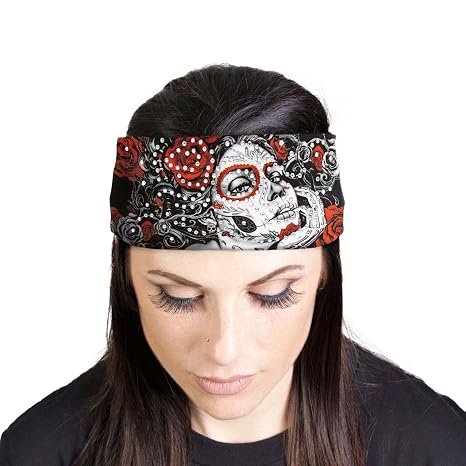 Milwaukee Leather | Bling Designed Wide Headbands-Headwraps for Women Biker Bandana - One - skull headband