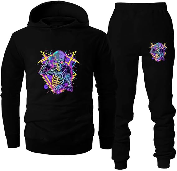 Men's Tracksuit 2 Piece Set - Graphic Hoodie Sweatsuits Athletic Jogging Pullover Hoodies Sweatshirt and Sweatpants - skull sweatshirts