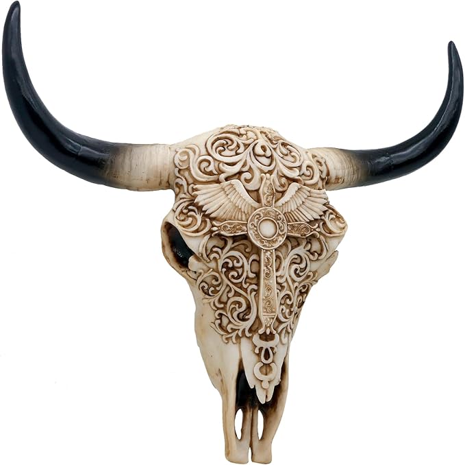 alikiki Western Cow Skull Wall-Decor – Realistic Animal Head Wall Hanging