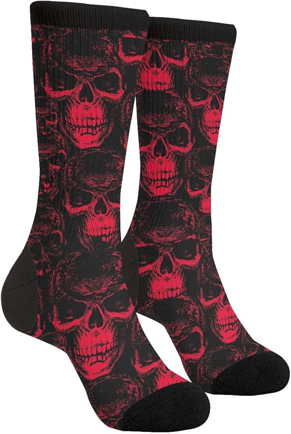 Athletic Crew Socks for Men Women, Cushioned Performance Socks - sugar skull costume
