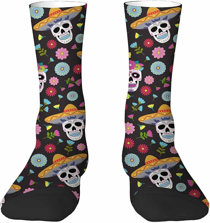 Pehede Unisex Funny Socks Gifts for Women Mens Novelty Socks - sugar skull costume