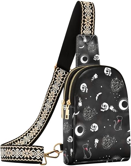 Crossbody Sling Bag for Women Leather Shoulder Chest Bag - sugar skull handbags for sale