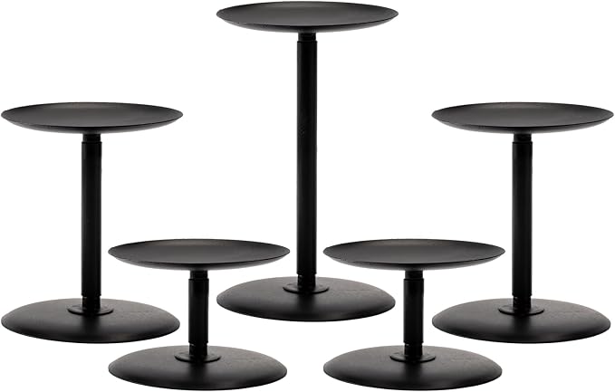 Homemory Fall Halloween Table Decor, Black Metal Candle Holders Set of 5 - skull candle