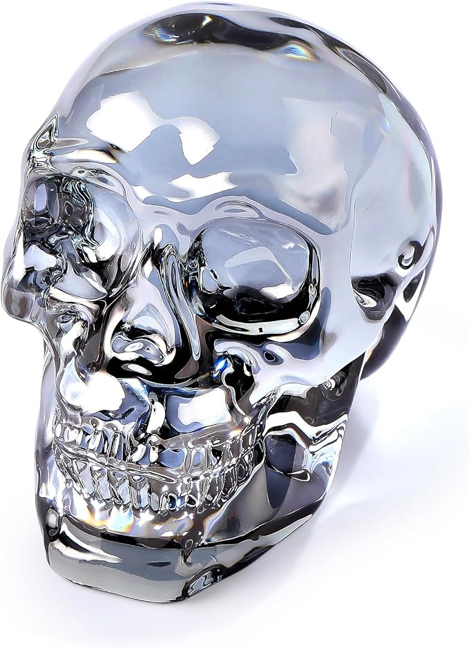 Ornalrist Crystal Plating Black Skull Figurine Halloween Decor - skull figurine