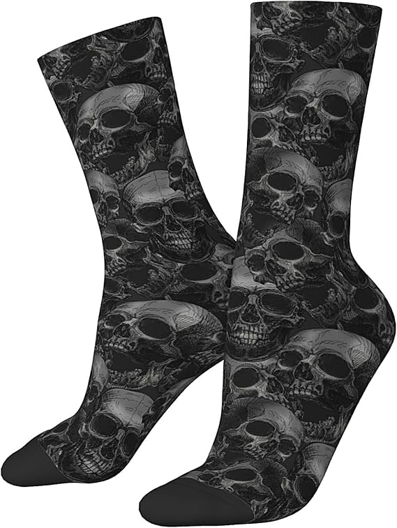 Novelty Socks Cool Skull Casual Crazy Dress Socks For Unisex Hiking Running - sugar skull costume