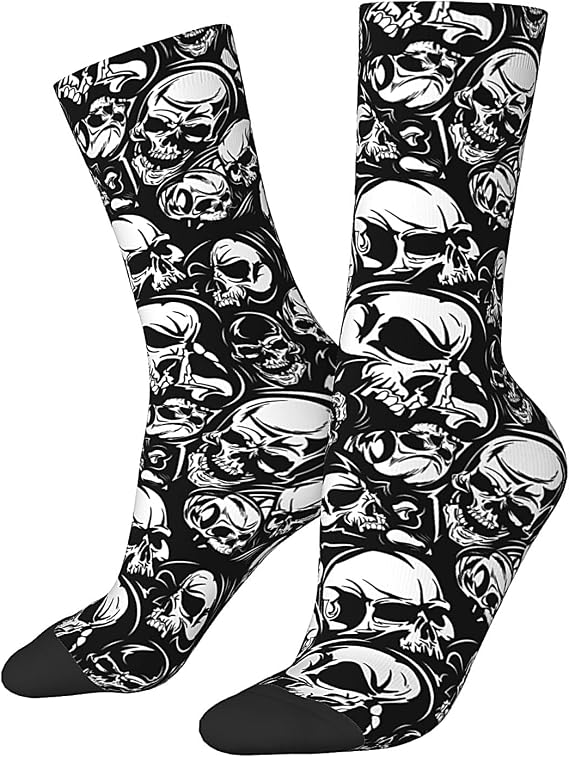 Novelty Socks Cool Skull Casual Crazy Dress Socks For Unisex Hiking Running - sugar skull costume