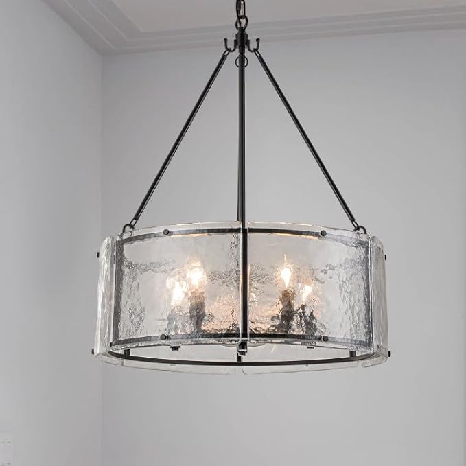 Black Glass Drum Dining Room Light Fixtures Chandeliers Living Room,Kitchen