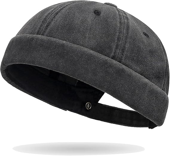 Sailor Brimless Skull Hat, Washed Cotton Docker Hat for Men Vintage - skull hat
