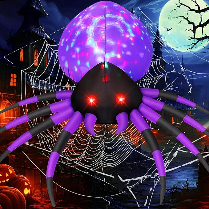 GOOSH 5 FT Width Halloween Inflatable Spider Outdoor Decoration with Magic Light, Blow Up Yard Inflatables Holiday Inflatables for Outdoor Yard Garden Lawn Decor - skull inflatable