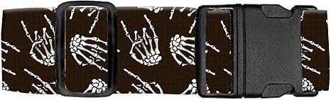 Luggage Straps for Suitcases Travel Belt Accessories, Cute Suitcase Strap, Adjustable Luggage Belt Strap, Heavy Duty with Quick-Release Buckle Luggage Strap Rock Skull Hands - skull suitcase