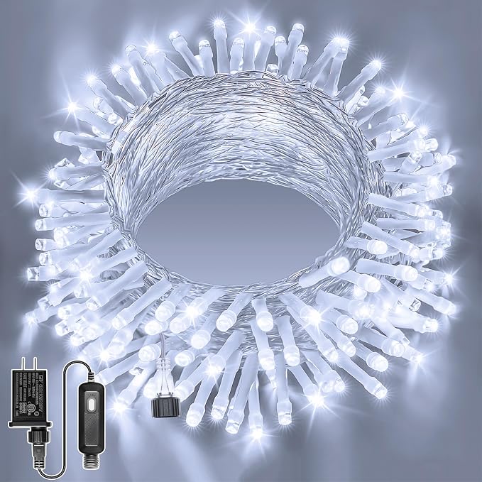 Ollny 120LED 40FT String Lights, Cool White Plug in Fairy Lights with Timer - string light