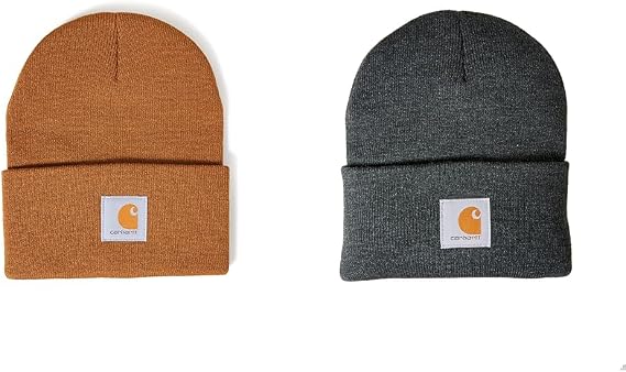 Carhartt Men's Knit Cuffed Beanie, Carhartt Brown/Coal Heather - skull watch
