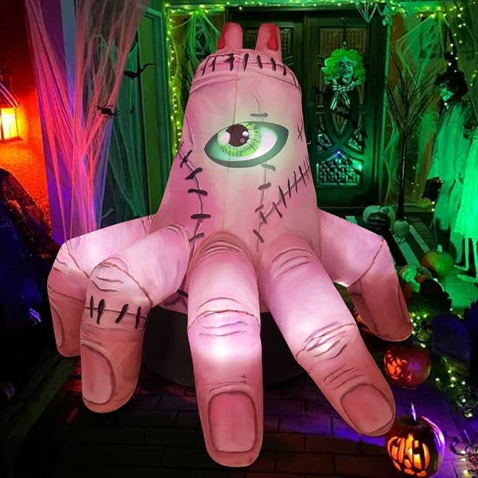 COMIN 6 FT Halloween Inflatables Hand Outdoor Decorations Blow Up Yard Scary Giant with Built-in LEDs for Indoor Party Garden Lawn Decor (Skin) - skull inflatable