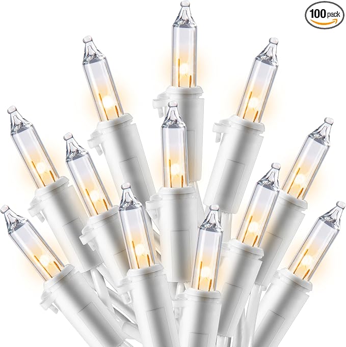 Joiedomi Christmas String Lights Indoor,100 Count Mini Warm Fairy Light Outdoor,21.4 FT Decor for Patio Dorm Classroom Bedroom Holiday Wedding Party Garland Birthday Valentines Day,White Wire - string light