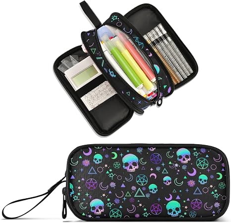Magic Skull Large Capacity Pencil Case Pencil Pouch Pen Box - skull sticker