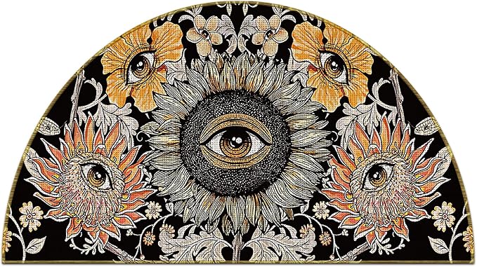 Mingnei Psychedelic Evil Eyes Trippy Floral Linen Doormat Door Mat for Home Kitchen Entrance, Taro Themed Door Mat Mats for House Front Indoor Inside Outdoor Outside Entryway Rug 30x17 Welcome Mat - skull carpet